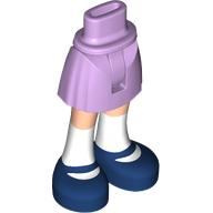 Mini Doll Hips and Skirt with Molded Light Nougat Legs and Printed Dark Blue Shoes and White Socks Pattern - Thin Hinge