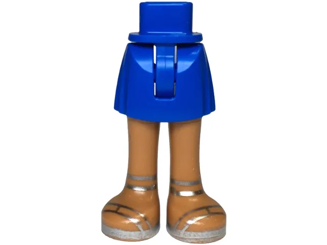 Mini Doll Hips and Skirt with Molded Medium Nougat Legs and Printed Silver Sandals Pattern - Thin Hinge