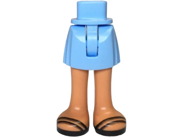 Mini Doll Hips and Skirt with Molded Nougat Legs and Printed Black Sandals Pattern - Thin Hinge