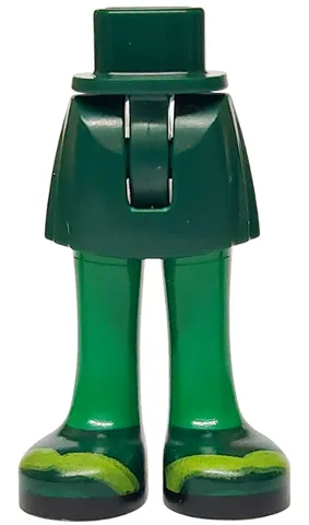 Mini Doll Hips and Skirt with Molded Green Legs and Printed Dark Green Shoes with Lime Highlights and Black Soles Pattern - Thin Hinge