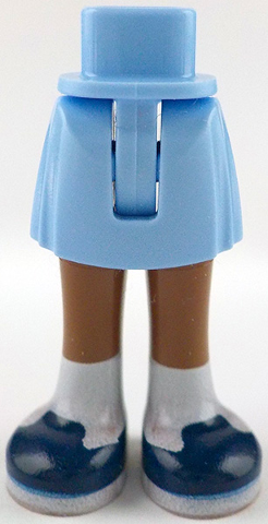 Mini Doll Hips and Skirt with Molded Medium Brown Legs and Printed Dark Blue Shoes with White Soles and Socks Pattern - Thin Hinge