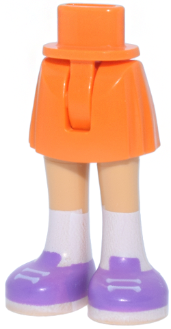 Mini Doll Hips and Skirt with Molded Medium Tan Legs and Printed Medium Lavender Shoes with White Laces, Soles and Socks Pattern - Thin Hinge