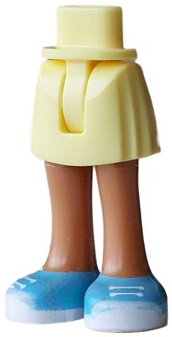 Mini Doll Hips and Skirt with Molded Medium Nougat Legs and Printed Medium Azure Shoes with White Laces, Soles and Toe Caps Pattern - Thin Hinge