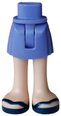 Mini Doll Hips and Skirt with Molded Light Nougat Legs and Printed Dark Blue Sandals Pattern