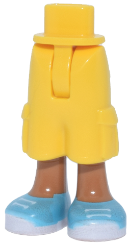 Mini Doll Hips and Trousers Cropped Large Pockets with Molded Medium Nougat Legs and Printed Medium Azure Shoes with White Laces and Soles Pattern - Thin Hinge