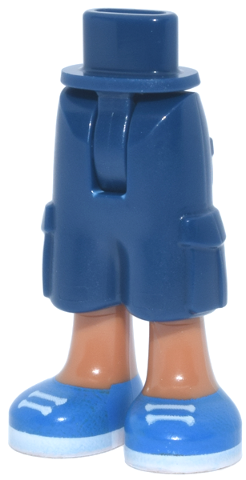 Mini Doll Hips and Trousers Cropped Large Pockets, Molded Medium Nougat Legs and Printed Blue Shoes with White Soles and Laces Pattern - Thin Hinge