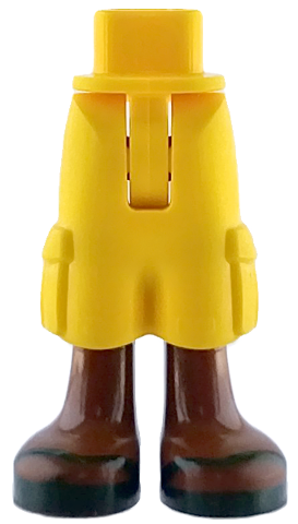 Mini Doll Hips and Trousers Cropped Large Pockets with Molded Reddish Brown Legs and Printed Dark Green Sandals with V-Shaped Straps Pattern - Thin Hinge