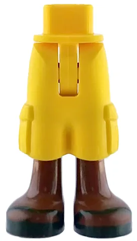 Mini Doll Hips and Trousers Cropped Large Pockets with Molded Reddish Brown Legs and Printed Dark Green Sandals with V-Shaped Straps Pattern - Thin Hinge