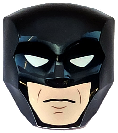 Large Figure Face with Brow and Nose Detail, 2 x 2 Round Brick Attachment with White Eyes and Light Nougat Lower Face with Cheek Lines and 2 Chin Lines Pattern (Batman)