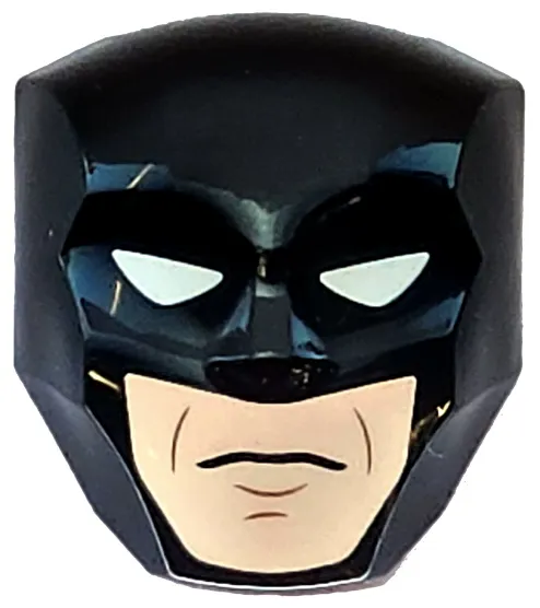 Large Figure Face with Brow and Nose Detail, 2 x 2 Round Brick Attachment with White Eyes and Light Nougat Lower Face with Cheek Lines and 2 Chin Lines Pattern (Batman)