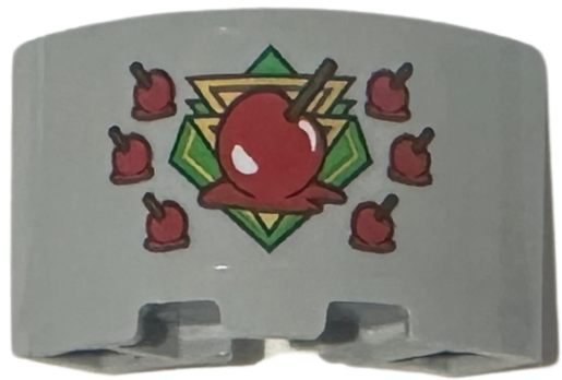 Panel 3 x 3 x 2 Corner Convex with Bright Green and Gold Emblem and Red Apples Pattern (Sticker) - Set 75684