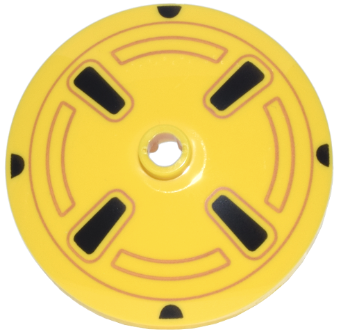 Dish 4 x 4 Inverted (Radar) with Open Stud with Black and Medium Nougat Hubcap Pattern