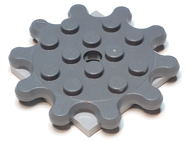 Turntable 4 x 4 x 2/3 Gear 10 Tooth with Light Bluish Gray Square Base, Free-Spinning (35443 / 61485)