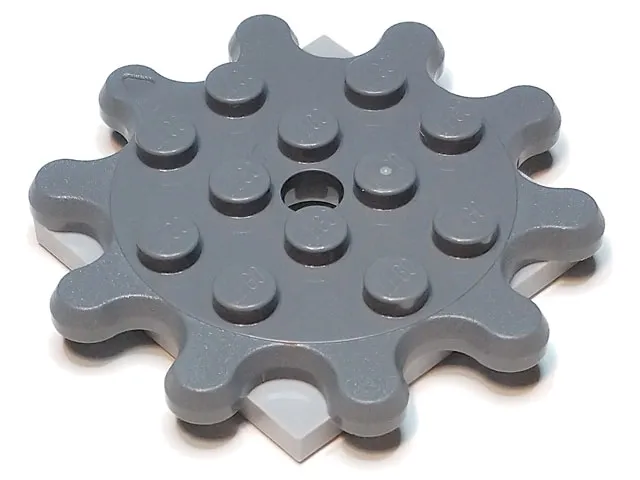 Turntable 4 x 4 x 2/3 Gear 10 Tooth with Light Bluish Gray Square Base, Free-Spinning (35443 / 61485)