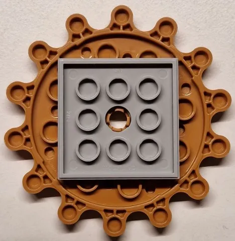 Turntable 6 x 6 x 2/3 Gear 14 Tooth with Light Bluish Gray Square Base, Free-Spinning (35446 / 61485)