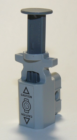 Projectile Launcher, Net Shooter with Dark Bluish Gray Firing Pin with 'CAUTION' and Triangles on Light Bluish Gray Background Pattern (Sticker) - Set 60207