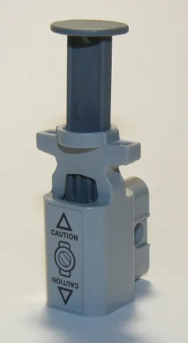 Projectile Launcher, Net Shooter with Dark Bluish Gray Firing Pin with 'CAUTION' and Triangles on Light Bluish Gray Background Pattern (Sticker) - Set 60207