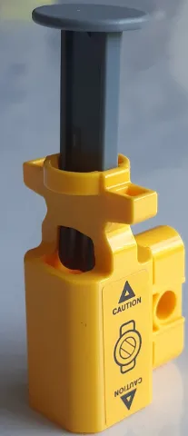 Projectile Launcher, Net Shooter with Dark Bluish Gray Firing Pin with 'CAUTION' and Triangles on Yellow Background Pattern on Both Sides (Stickers) - Set 60172