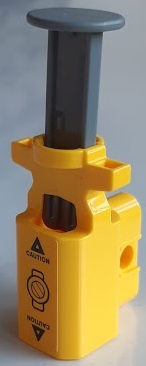 Projectile Launcher, Net Shooter with Dark Bluish Gray Firing Pin with 'CAUTION' and Triangles on Yellow Background Pattern (Sticker) - Set 60173 / 60175