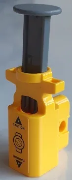 Projectile Launcher, Net Shooter with Dark Bluish Gray Firing Pin with 'CAUTION' and Triangles on Yellow Background Pattern (Sticker) - Set 60173 / 60175