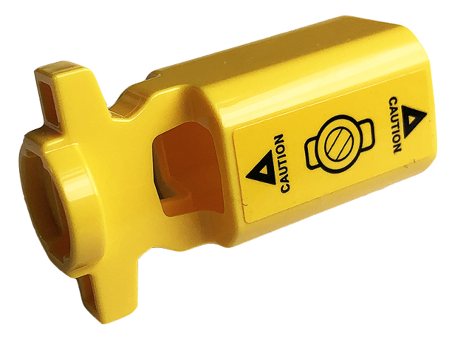 Projectile Launcher Part, Net Shooter Canister with 'CAUTION' and Triangles on Yellow Background Pattern (Sticker) - Sets 60173 / 60175