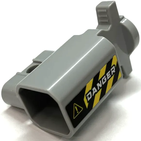 Projectile Launcher Part, Net Shooter Canister with White 'DANGER', Black and Yellow Danger Stripes and Exclamation Mark in Triangle Pattern (Sticker) - Set 75940