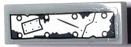 Tile, Modified 1 x 3 Inverted with Hole with Worn Silver Metal Plates and Rivets Pattern 1 (Sticker) - Set 70435