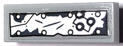 Tile, Modified 1 x 3 Inverted with Hole with Worn Silver Metal Plates and Rivets Pattern 2 (Sticker) - Set 70435