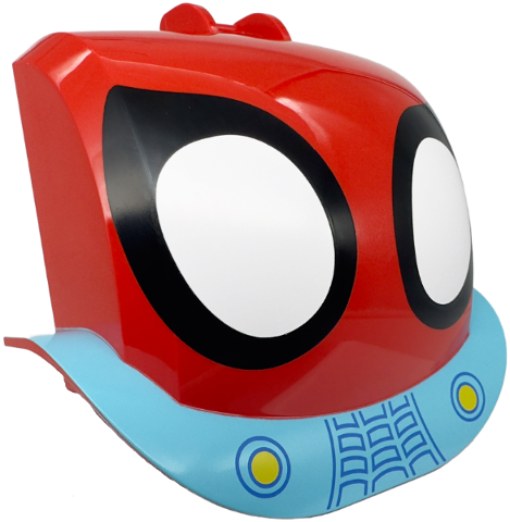 Windscreen 3 x 8 x 5 1/3 with Bar Handle and Mudguards with Large White and Black Eyes and Medium Azure Bumper with Yellow Headlights Pattern