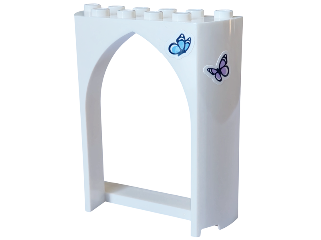 Panel 2 x 6 x 6 with Pointed Arch with Bright Light Blue and Lavender Butterflies Pattern (Stickers) - Set 41154