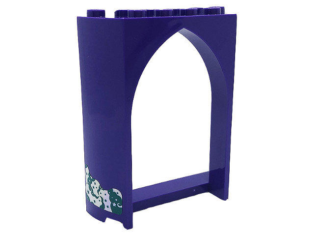 Panel 2 x 6 x 6 with Pointed Arch with Dark Turquoise and Silver Stars and Swirls Pattern on Both Sides (Stickers) - Set 41685