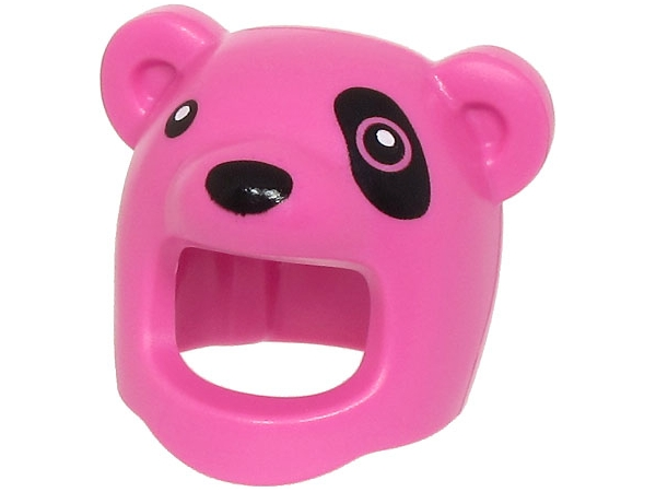 Minifigure, Headgear Head Cover, Costume Polar Bear with Black Nose, Eyes and Eye Patch Pattern (BAM)