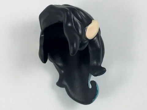 Mini Doll, Hair Long and Wavy with Side Bangs and Dark Turquoise Highlight at Ends and Light Nougat Elves Ears Pattern