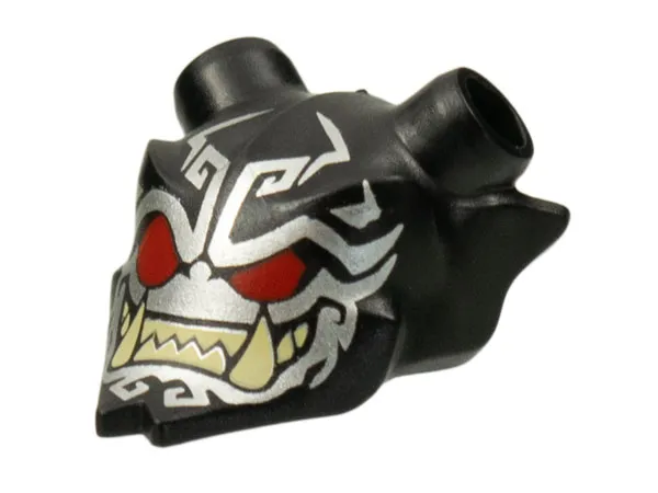 Minifigure, Visor Mask Ninjago Oni with Silver Face, Red Eyes, and Tan Sharp Teeth Pattern