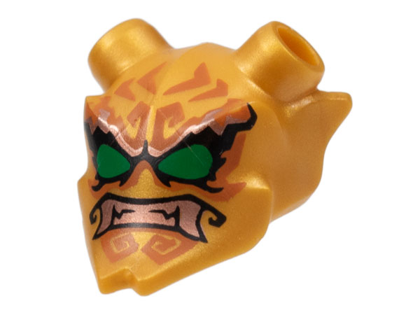 Minifigure, Visor Mask Ninjago Oni with Green Eyes, Copper Teeth, and Dark Orange Markings Pattern