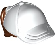 Minifigure, Hair Combo, Hair with Hat, Ponytail with Molded White Ball Cap Pattern