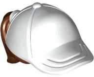 Minifigure, Hair Combo, Hair with Hat, Ponytail with Molded White Ball Cap Pattern