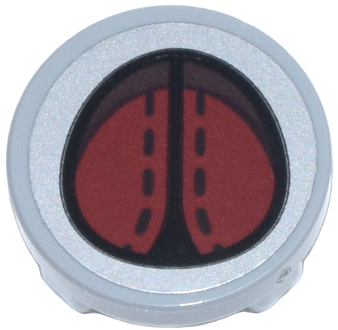 Tile, Round 2 x 2 Inverted with Round Buckle with Dark Brown and Dark Red Straps with Black Dotted Line Stitches Pattern (Sticker) - Set 76341