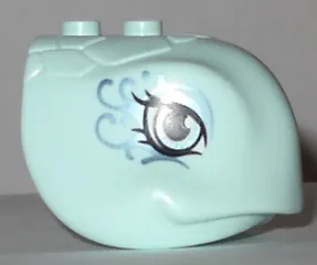 Turtle Head with Eyes and Metallic Light Blue Swirls Pattern