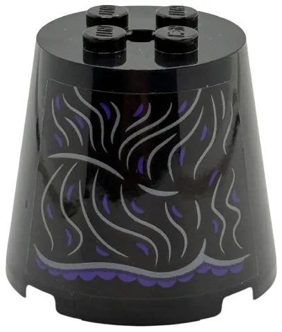 Cone 4 x 4 x 3 with Dark Silver and Dark Purple Curved Lines and Scalloped Dress Hem Pattern (Sticker) - Set 75682