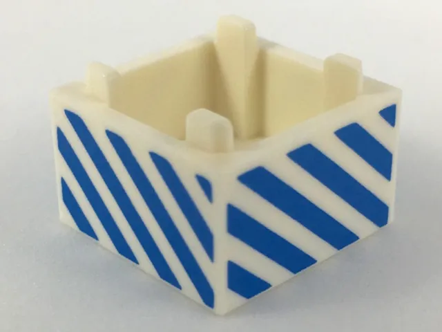 Container, Box 2 x 2 x 1 - Top Opening with Flat Inner Bottom with Medium Blue Diagonal Stripes Pattern