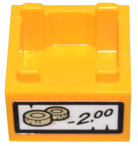 Container, Box 2 x 2 x 1 - Top Opening with Flat Inner Bottom with Tan Moon Cakes, '2.00' and Black Border Pattern (Sticker) - Set 80036