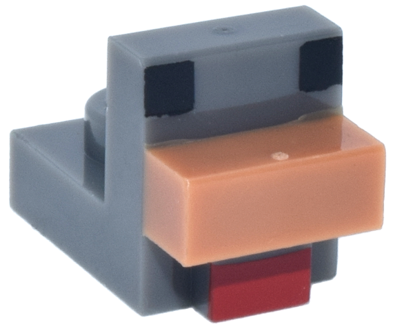 Creature Head Pixelated with Molded Medium Nougat Beak and Printed Black Eyes and Red Wattle Pattern (Minecraft Chicken)