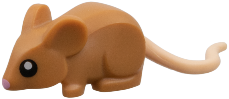 Mouse with Light Nougat Tail, Black Eyes and Bright Pink Nose Pattern