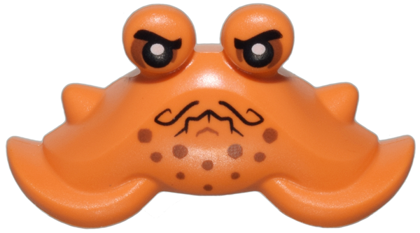 Minifigure, Head, Modified Crab with Black Eyes, Fu Manchu Moustache and Reddish Brown Spots Pattern
