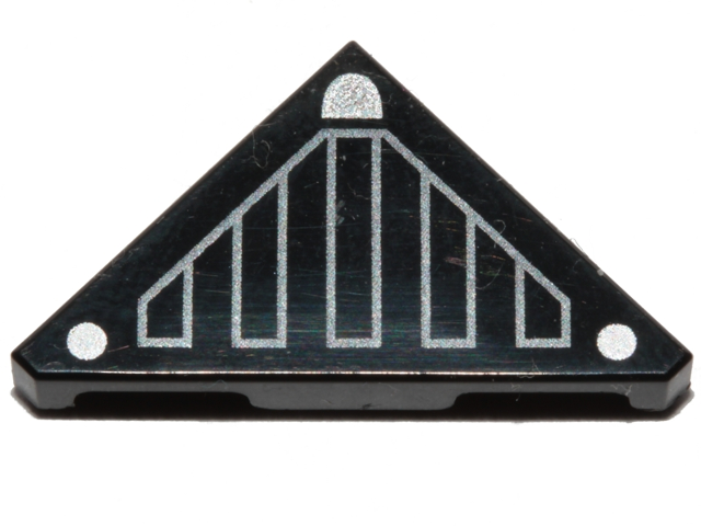 Tile, Modified 2 x 2 Triangular with Silver Dots and Semicircle, Dark Silver Lines Pattern (BrickHeadz Darth Vader Breathing Mask)