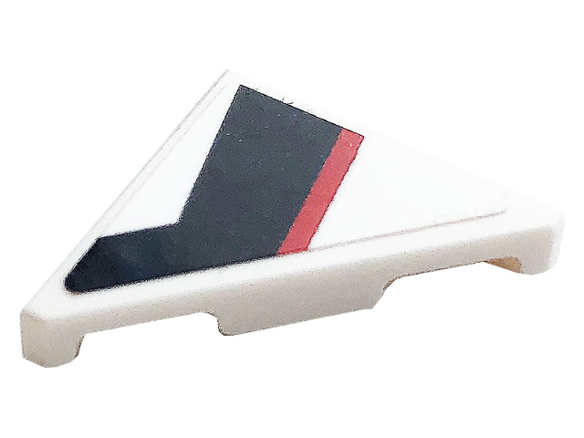 Tile, Modified 2 x 2 Triangular with Red and Black Stripes Pattern Model Left Side (Sticker) - Set 76896