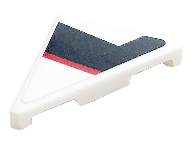 Tile, Modified 2 x 2 Triangular with Red and Black Stripes Pattern Model Right Side (Sticker) - Set 76896