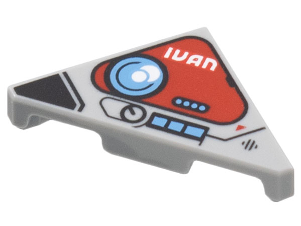 Tile, Modified 2 x 2 Triangular with Control Panel, Dark Red Rounded Triangle, Medium Blue Circle, 'IVAN' Pattern