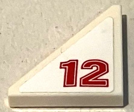 Tile, Modified 2 x 2 Triangular with Red '12' Pattern Model Left Side (Sticker) - Set 75889